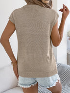 Round Neck Cap Sleeve Knit Top (15)
