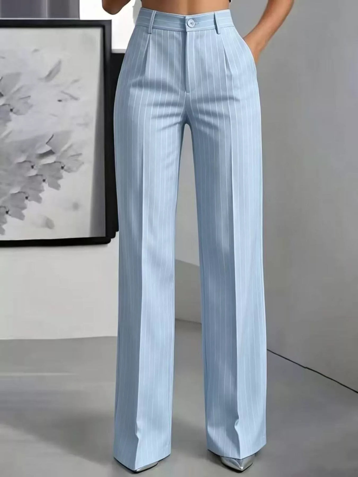 High-waisted Striped Wide-leg Pants (19)