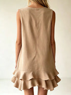 Full Size Sleeveless V-neck Tiered Ruffle Mini Dress Plus (8)