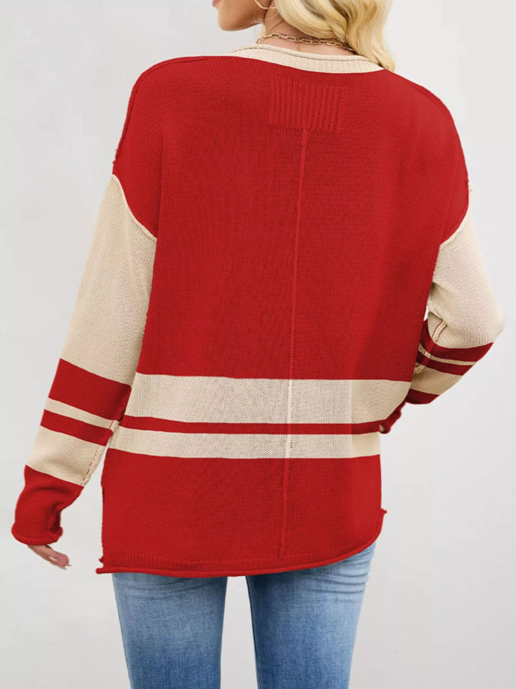 Striped Dropped Shoulder Sweater (4)