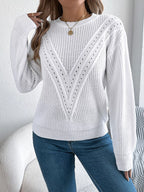 Openwork Round Neck Sweater (4)