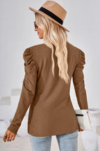 Round Neck Puff Sleeve Blouse (6)