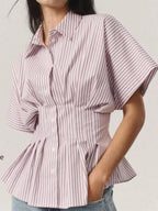 Striped Cinched Waist Shirt (12)
