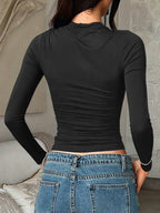 Round Neck Long Sleeve Fitted T-shirt (8)