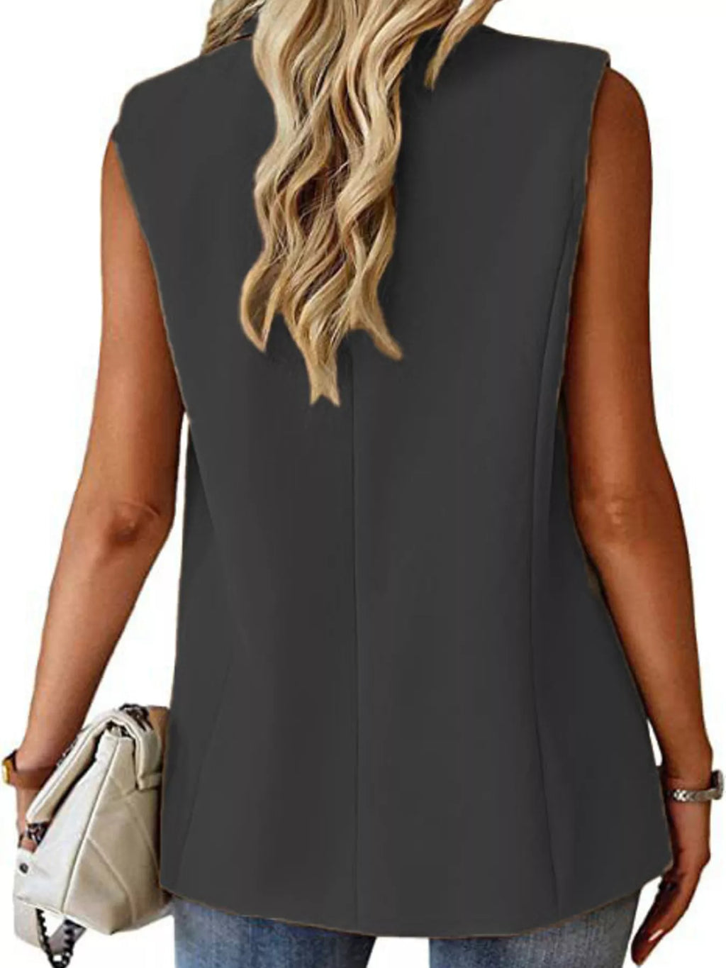 Full Size One Button Lapel Collar Vest Coat Plus (21)