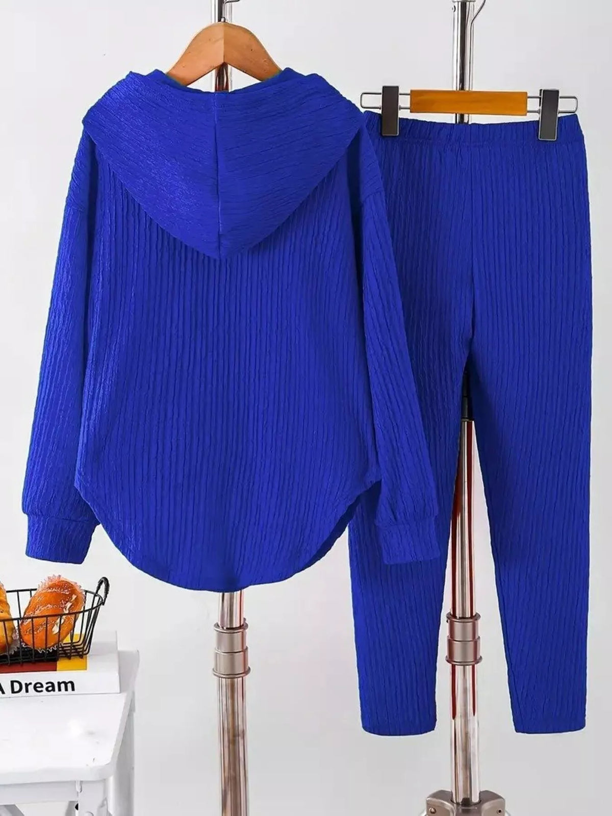 Textured Long Sleeve Hoodie Pants Set (5)