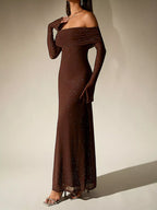 Glitter Off-shoulder Maxi Dress (6)