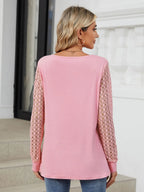 Cutout Round Neck Long Sleeve T-shirt (2)