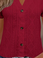Textured Notched Short Sleeve Blouse (8)