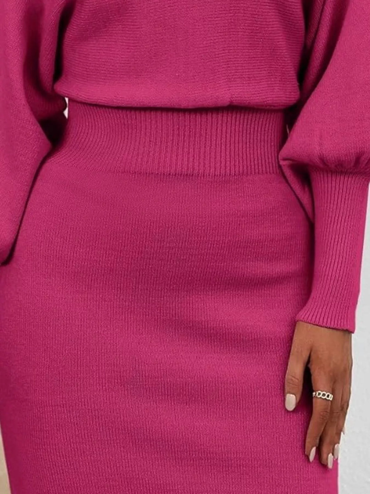 Lantern Sleeve Bodycon Sweater Dress (5)