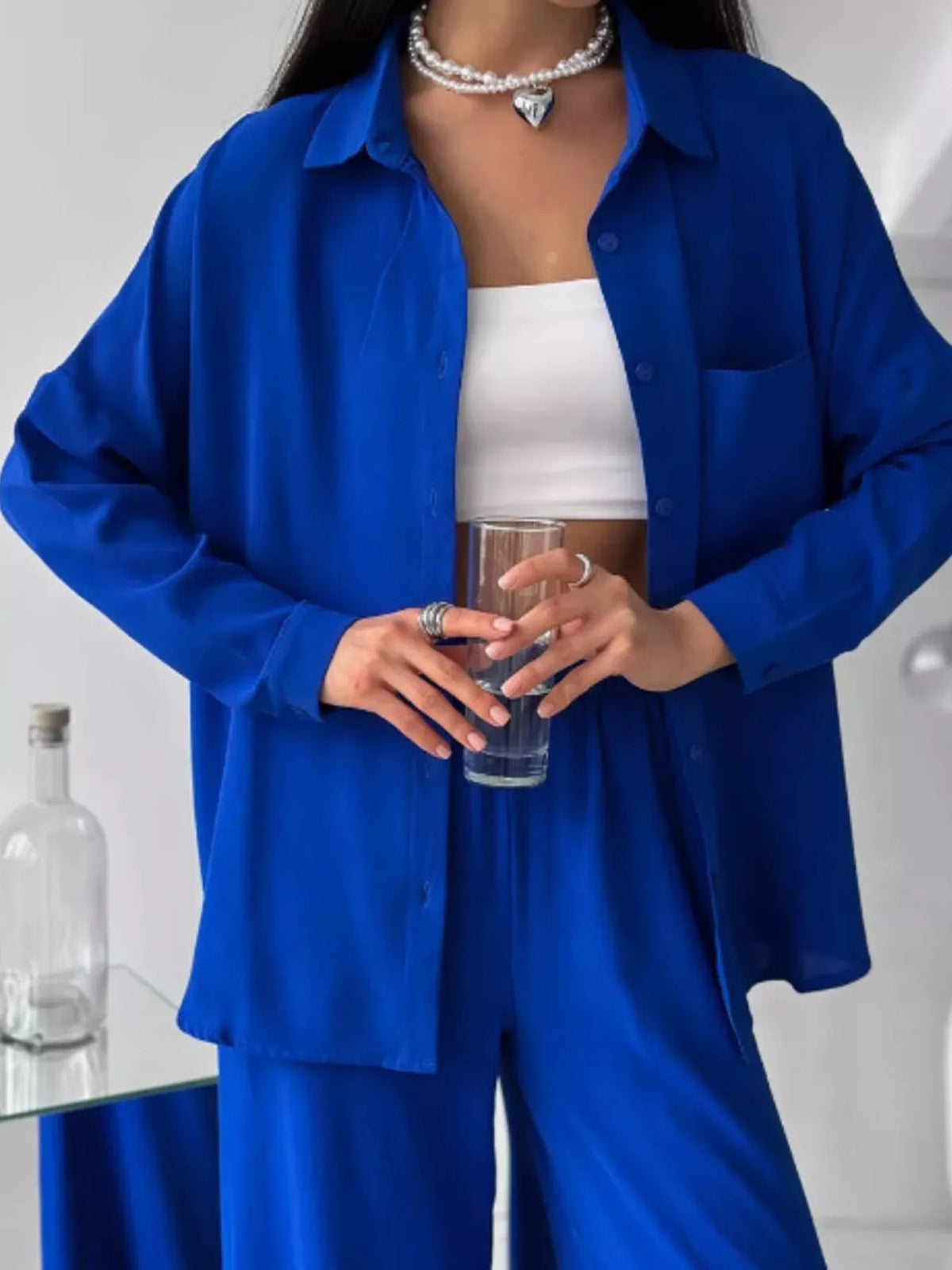 Button Down Shirt Pants Set (16)
