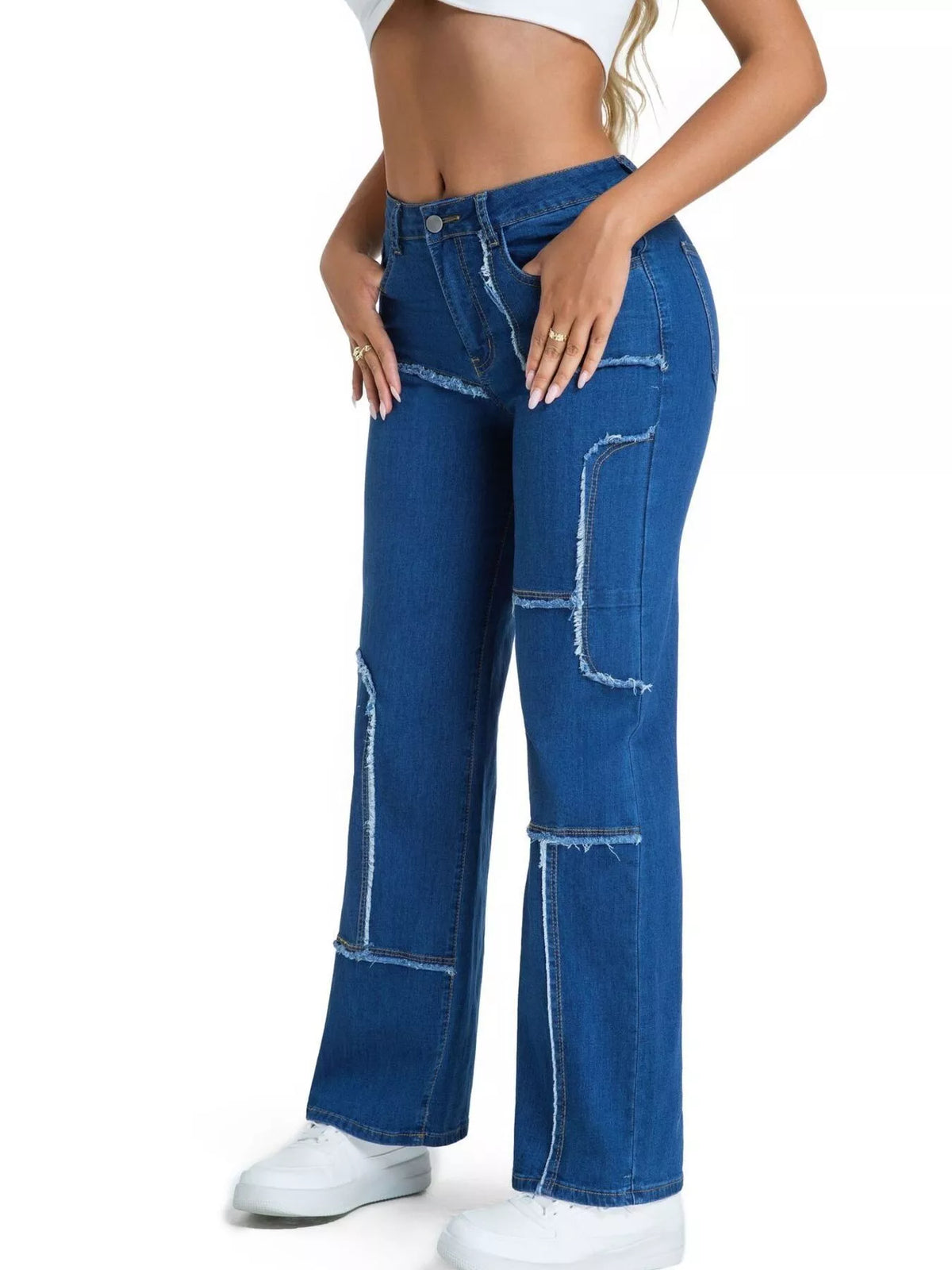Frayed Edge Straight Leg Jeans (14)