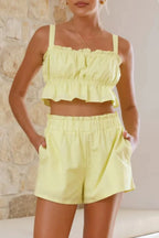 Ruffled Square Neck Cami Shorts Set (21)