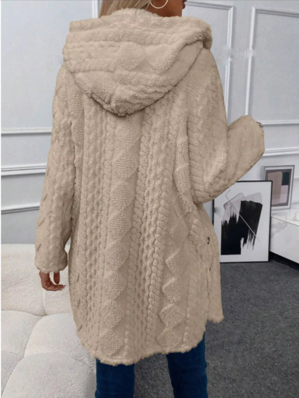 Hooded Button-down Fleece Outerwear (5)