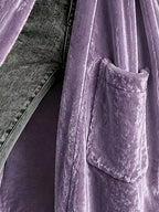 Full Size Velvet Open-front Longline Outerwear Plus (2)