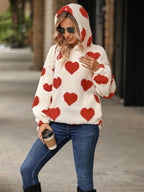 Fuzzy Heart Pocketed Dropped Shoulder Hoodie (7)