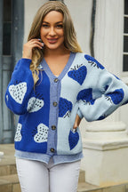 Printed V-neck Button-down Long Sleeve Cardigan (6)