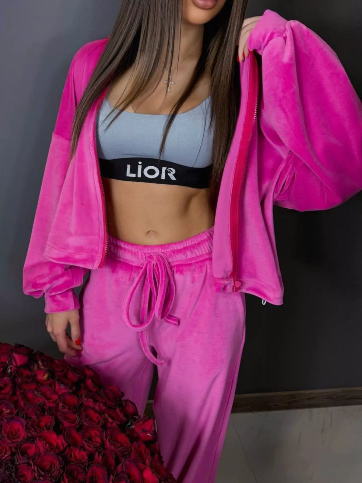Zip Up Cropped Outerwear Pants Set (2)