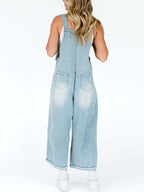 Distressed Wide Leg Denim Overalls (20)