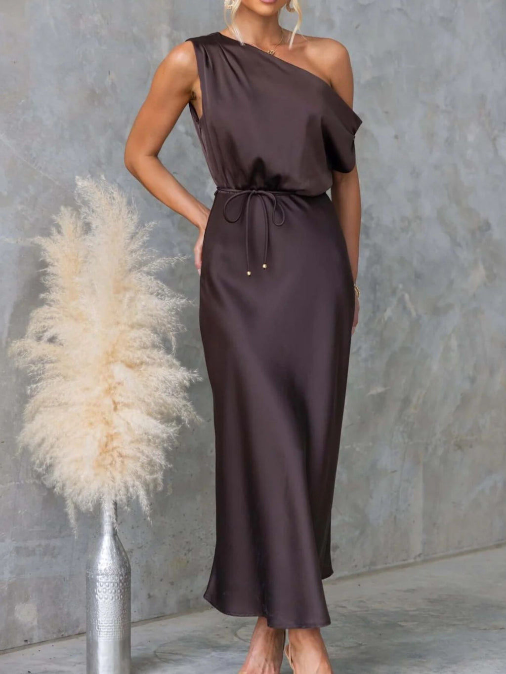 One-shoulder Tied Midi Dress (13)