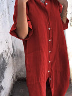 Full Size Casual Linen Button-down Shirt Dress Plus (24)