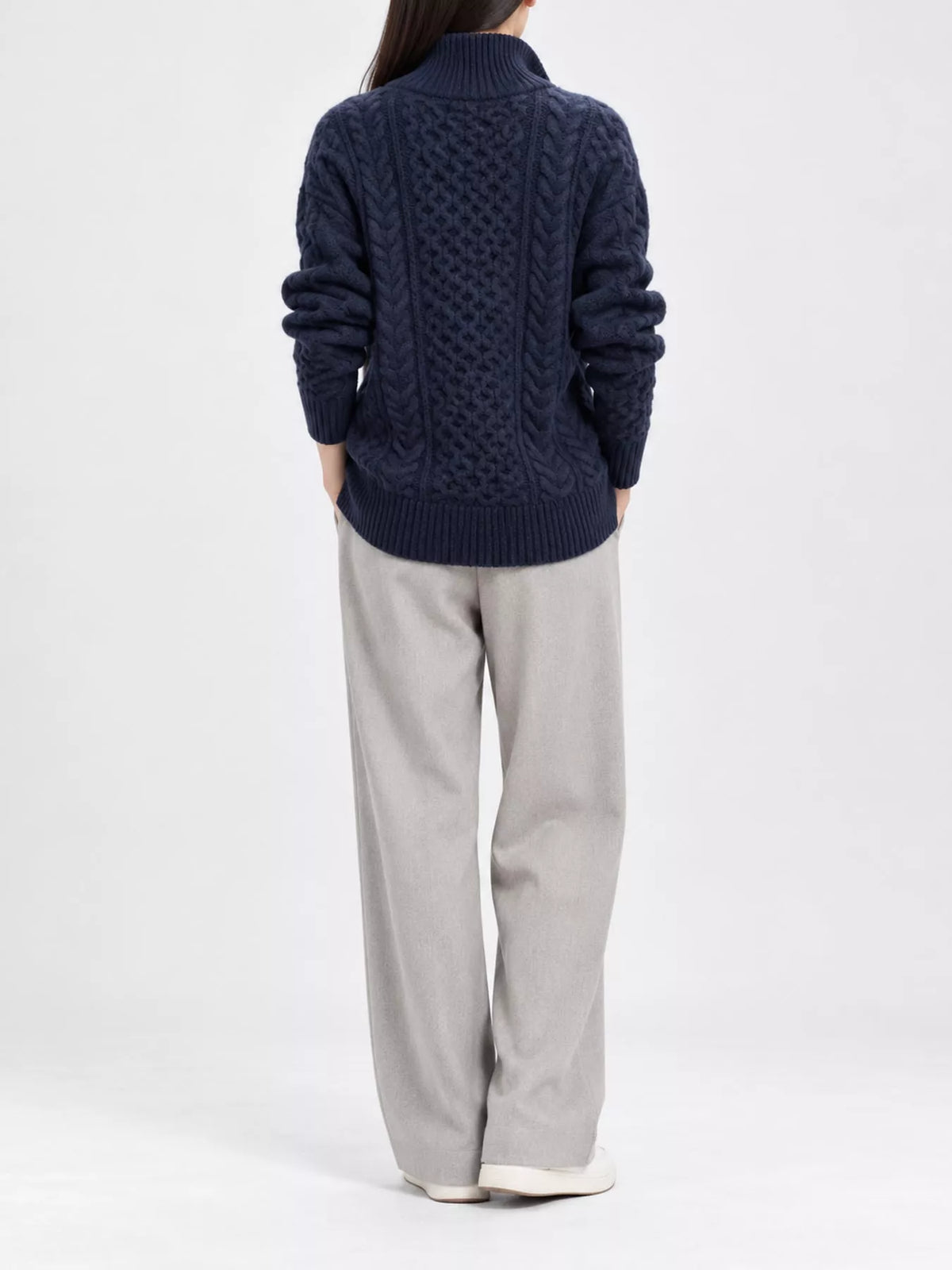 Full Size Cable-knit Zip-up Cardigan Plus (9)