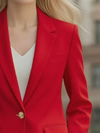 Lapel Collar One Button Blazer (11)