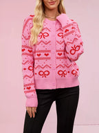 Bowknot Pattern Knit Cardigan (4)