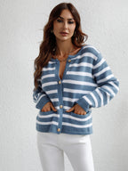 Striped Button Front Cardigan (5)