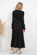 Swiss Dot Tied Surplice Flounce Sleeve Dress (11)