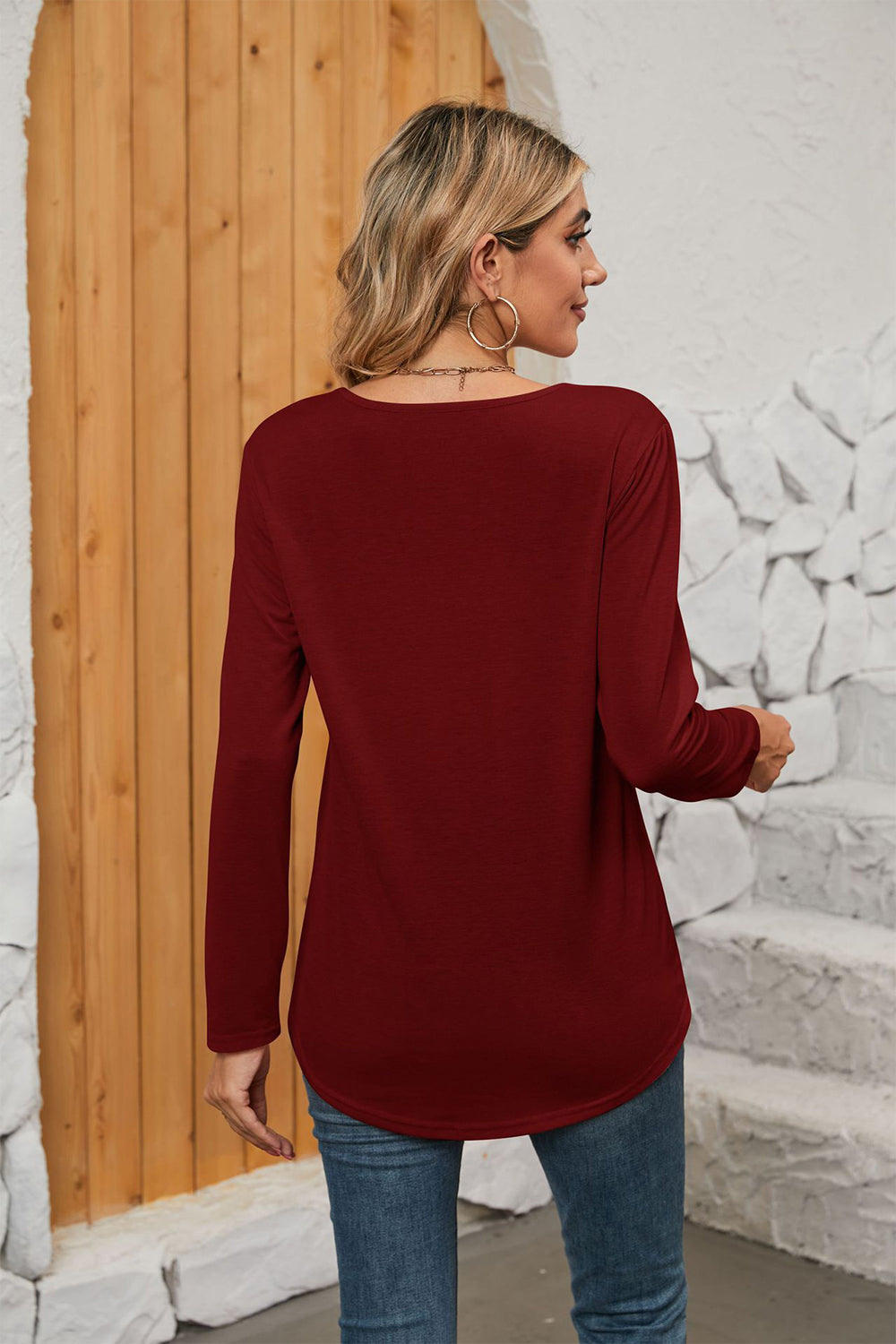 Square Neck Long Sleeve T-shirt (11)