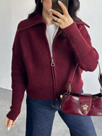 Zip Up Dropped Shoulder Cardigan (12)