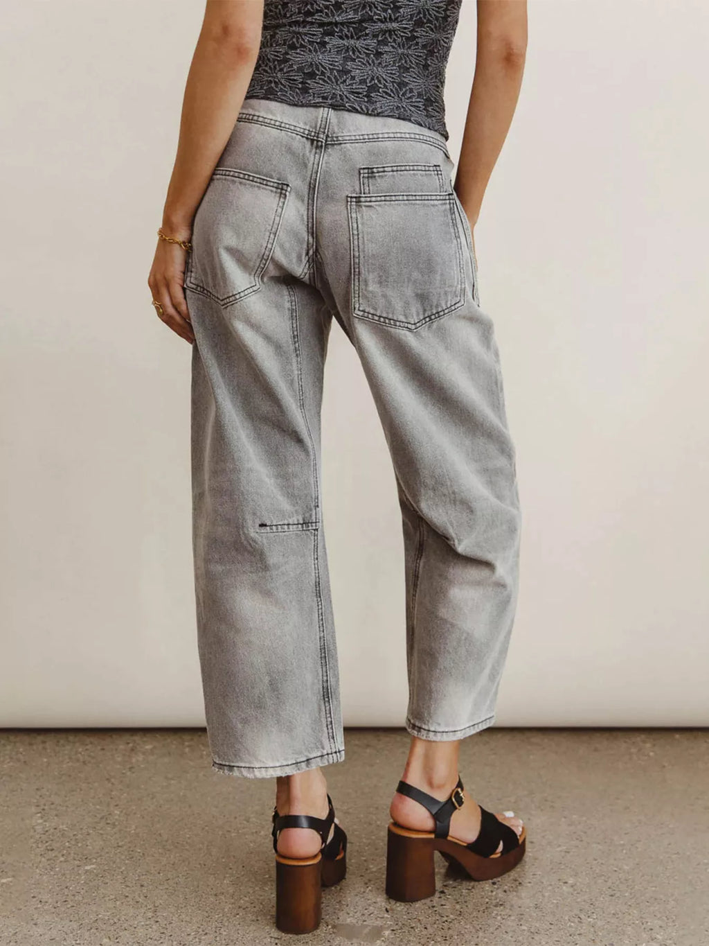 Drawstring Wide Leg Cropped Jeans (3)
