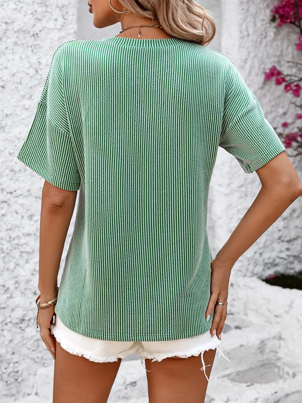 V-neck Dropped Shoulder T-shirt (24)