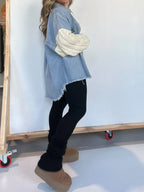 Full Size Raw Hem Button Up Patchwork Denim Jacket Plus (4)
