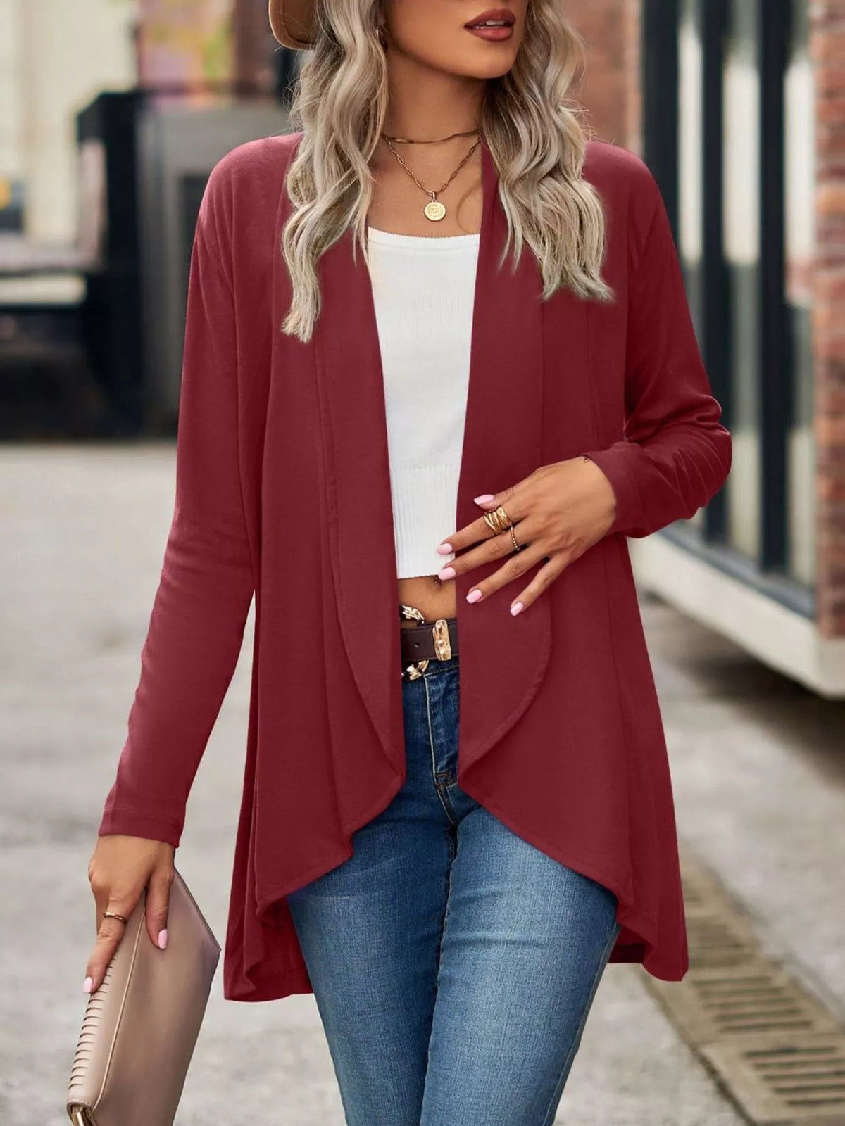 Open-front Dropped Shoulder Cardigan (20)