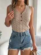 Openwork V-neck Knit Vest (16)