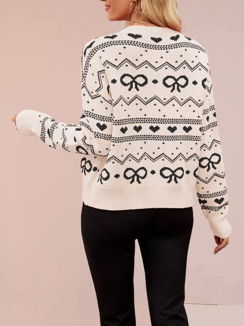 Bowknot Pattern Knit Cardigan (12)