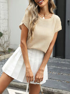 Round Neck Waffle Knit Top (2)