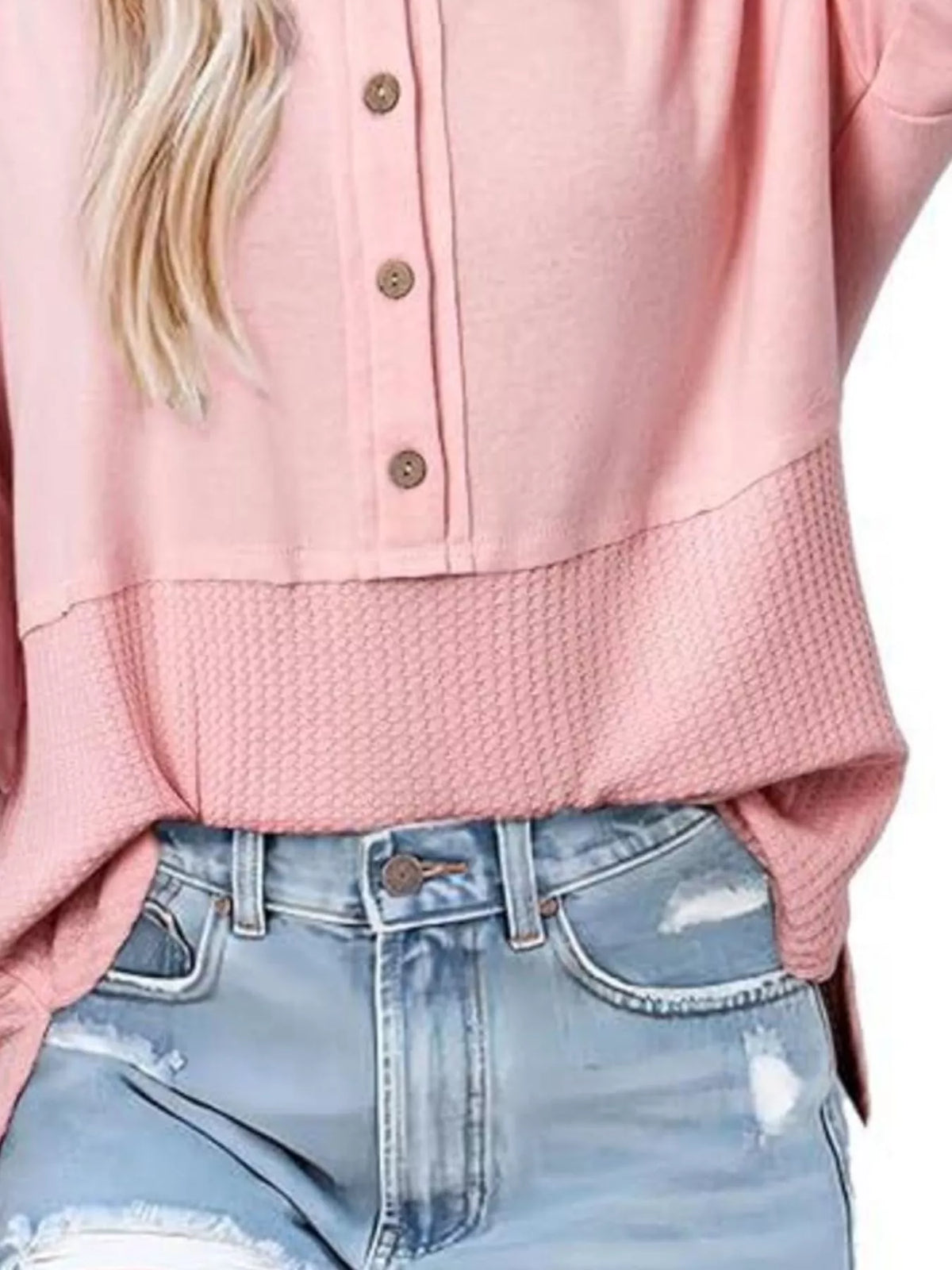 Button Detail Texture Knit T-shirt (9)