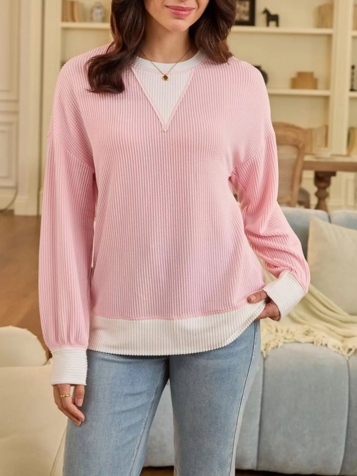 Contrast Dropped Shoulder Sweatshirt (5)
