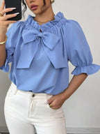 Bow Flounce Sleeve Blouse (22)
