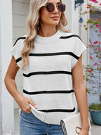 Exposed Seam Contrast Striped Round Neck Knit Top (6)