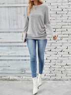 Casual Decor Button Long Sleeve T-shirt (6)