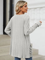 Pocketed Open Front Long Sleeve Cardigan (23)