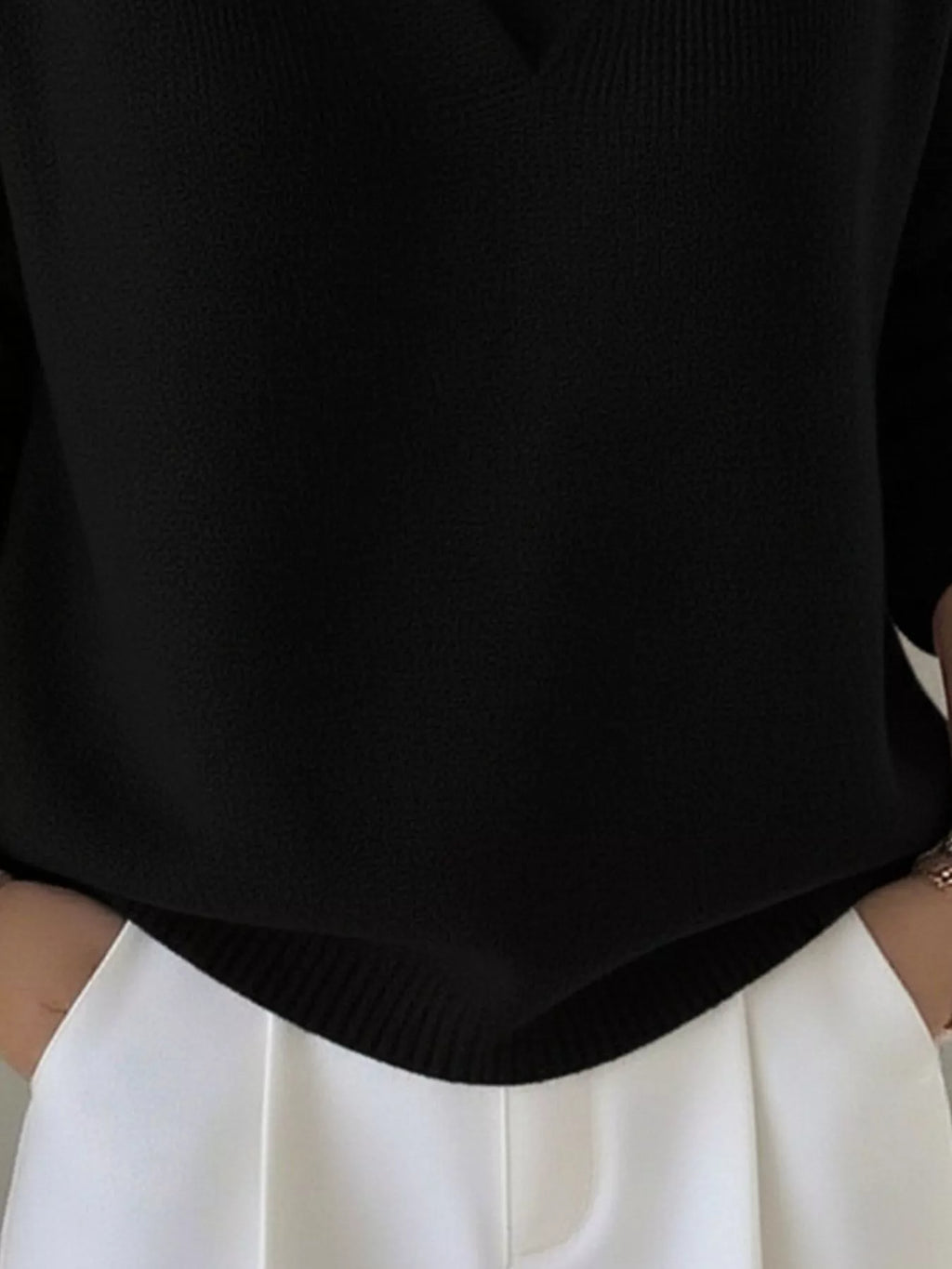 Full Size V-neck Long Sleeve Sweater Plus (9)