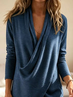 Full Size Wrap-front Long Sleeve Blouse Plus (8)