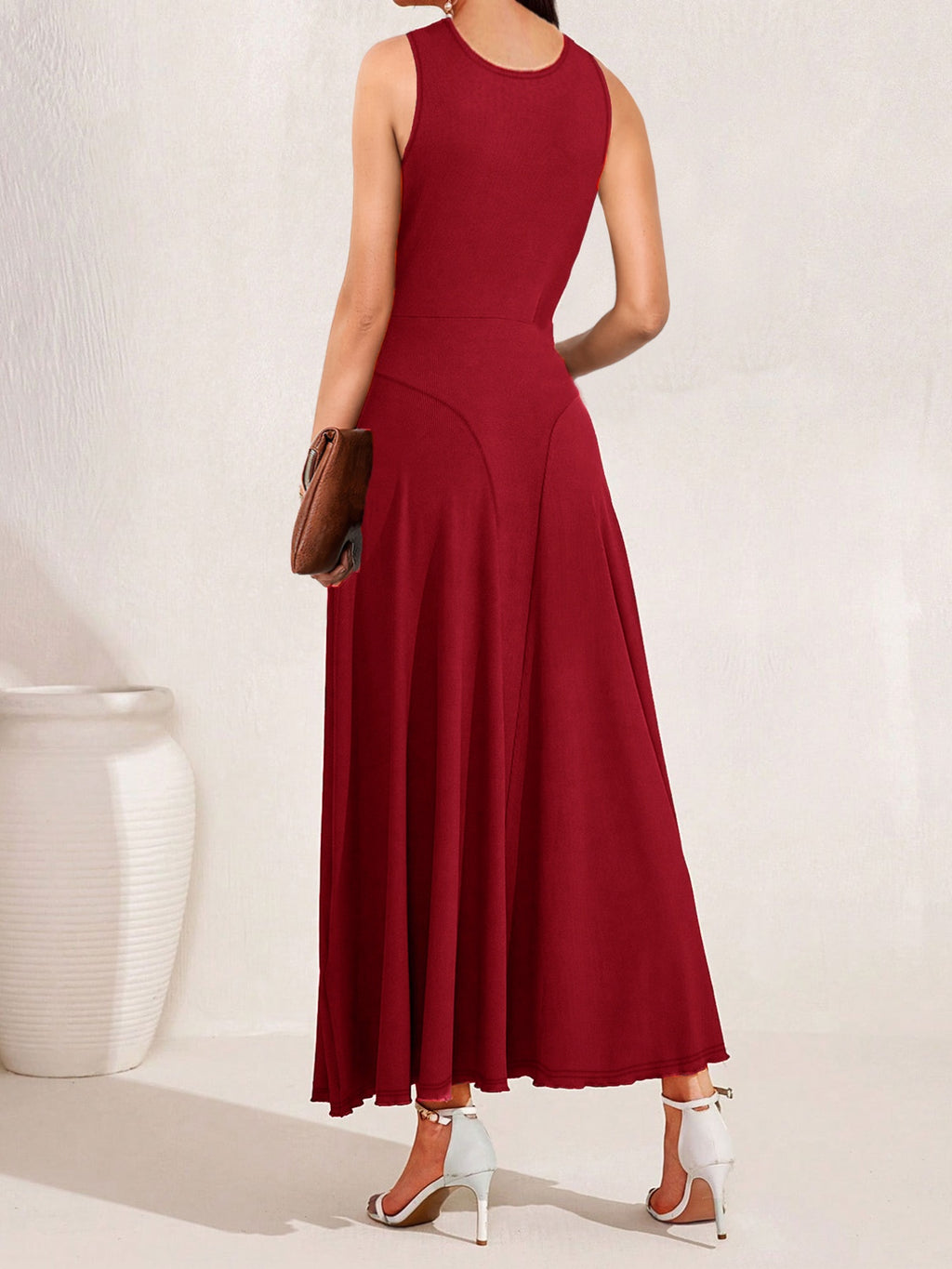 Crisscross Halter Neck A-line Midi Dress (2)