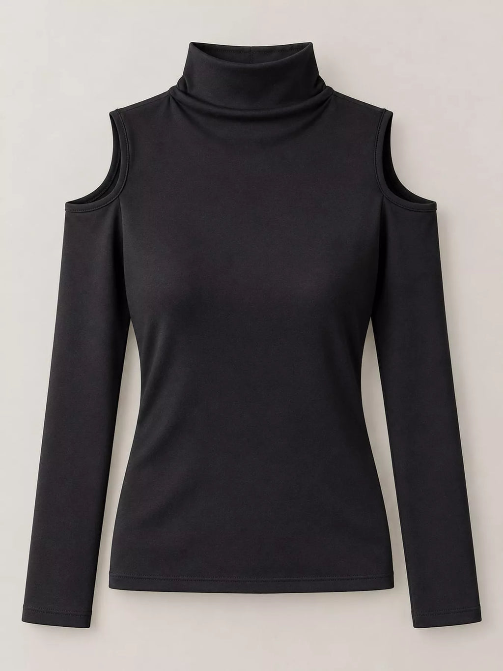 Mock Neck Cold-shoulder Slim-fit T-shirt (8)