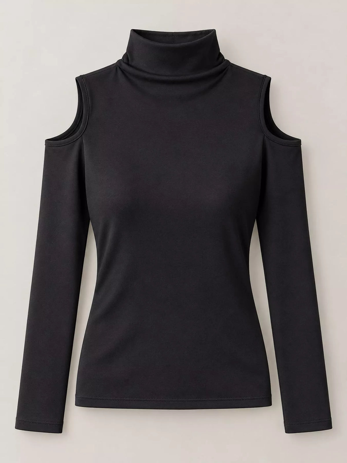 Mock Neck Cold-shoulder Slim-fit T-shirt (8)